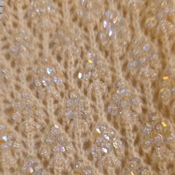 Jery Jo Elegant Vintage Hand Beaded Beige Wool Women's Cardigan 2 Pieces - Picture 15 of 16